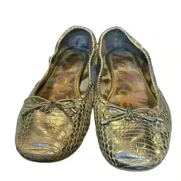 Sam Edelman Womens Felicia Shoes Slip-On Closed Toe Ballet Flat Gold  Size 7.5 - Picture 5 of 6